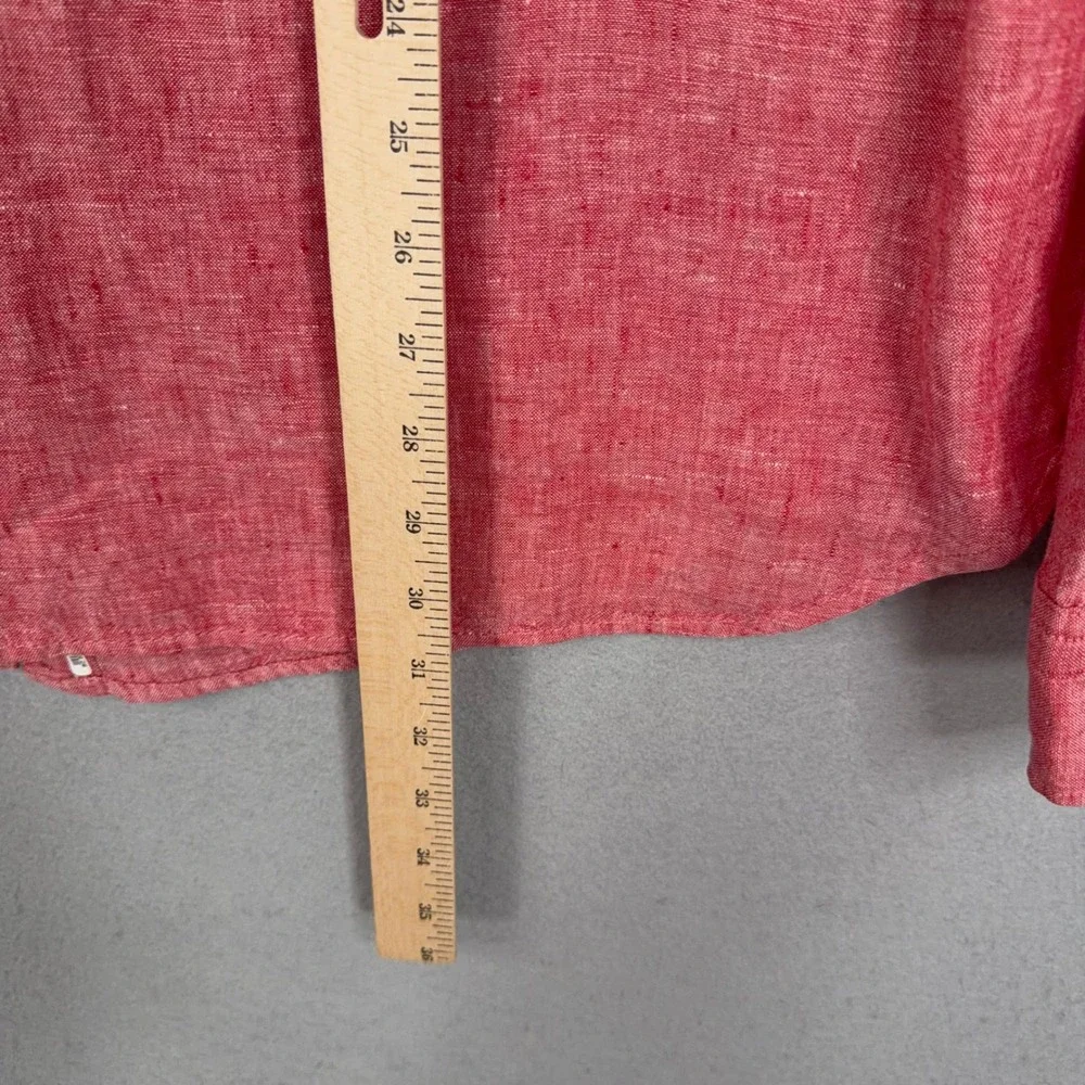 Banana Republic Button Up Shirt Mens XL Red Linen Camden Fit Casual Summer